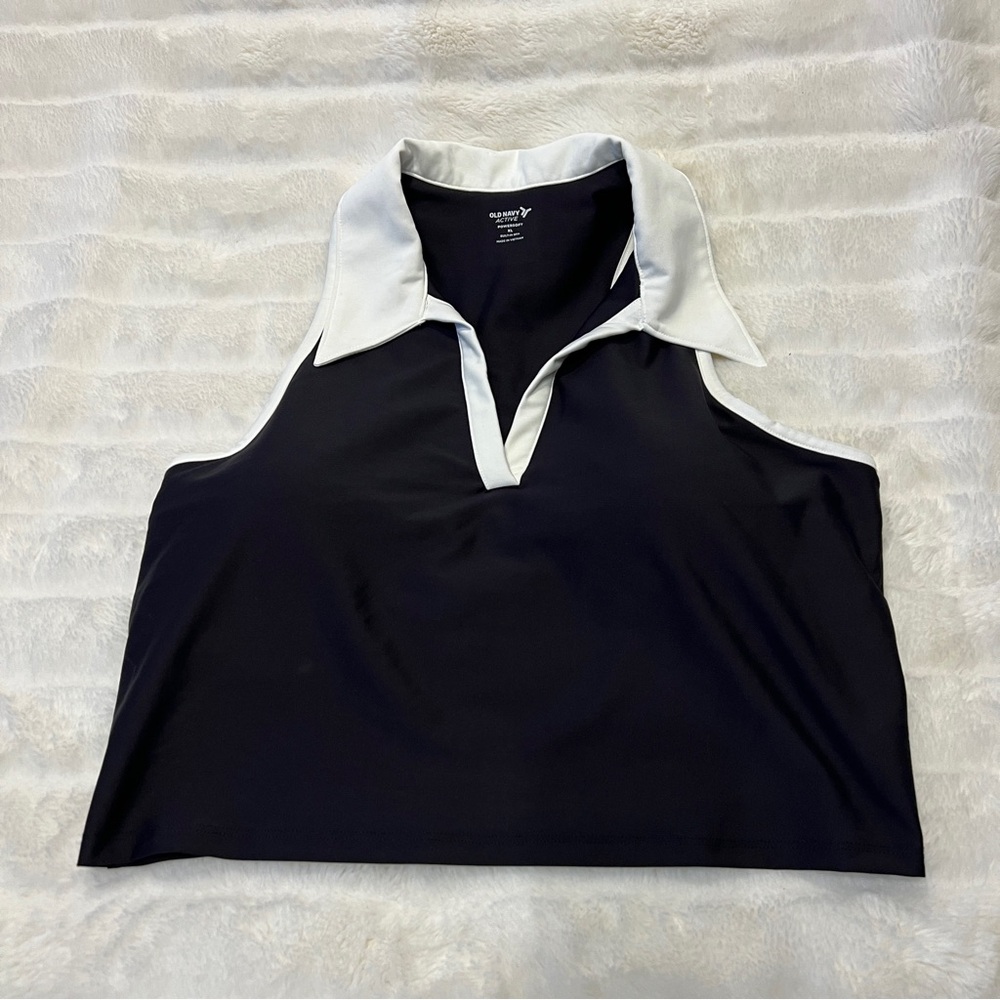 Old Navy Active Black & White Sports Top w/ Built-In Bra (XL)